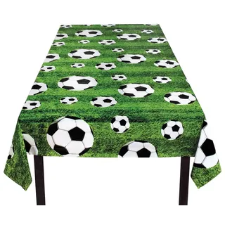 Boland 62509 - Tischdecke Fußball, Größe 180 x 120 cm, Tischtuch aus Polyesterstoff, Dekoration, Bundesliga, Champions League, Geburtstag, Party