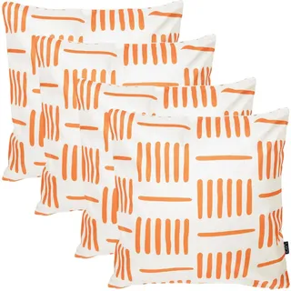icon Outdoorkissen 4er Set , Orange , Textil , Abstrakt , Quadratisch , 43x43 cm , Gartenmöbel, Gartenpolster & Auflagen, Gartenkissen