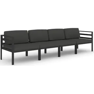 4-tlg. Garten-Lounge-Set mit Kissen Aluminium Anthrazit - Grau
