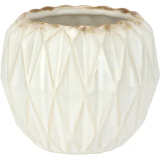 I.GE.A. Dekovase »Keramik-Topf« Blumentopf geriffelt Zylinderform Übertopf Keramikvase Deko Dekovase, beige