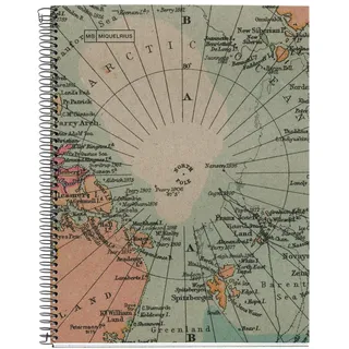 MIQUELRIUS - Notizbuch, 100 % recycelt, 1 farbiger Streifen, A4, 80 Blatt Querformat, Papier 80 g, 4 Löcher, Einband aus recyceltem Karton, Design Ecomaps