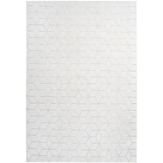 Kayoom Teppich , Creme, Weiß , Textil , Struktur , rechteckig , 120x160 cm , pflegeleicht , Teppiche und Böden, Teppiche, Webteppiche