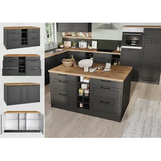 kochstation Unterschrank Kücheninsel KS-Lana 153 x 100 x 86 cm Grau