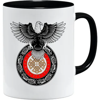 Nordisches Wikinger Tasse | Becher Geschenk Geschenkidee für alte Männer Papa Opa Kaffeetasse Wikinger-Motiv Totenkopf bierkrug thors hammer (VIKING016)