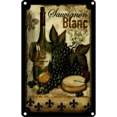 Blechschild 20x30 cm - Kunst Stillleben Sauvignon Blanc Wein