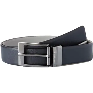 Armani Exchange Herren Leather Belt with Plaque Gürtel,per pack Blau (Blue/Navy/Grey 51635),No Aplica|#No Aplica|#682 (Herstellergröße:TU)