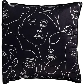 Kare Design Kissen Faces, 45x45cm, Schwarz, Modern, Zierkissen, Dekokissen, handgearbeitet, mit Reißverschluss, Schlafzimmer, Wohnzimmer, für Sofas/Couches