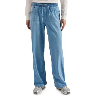 Cecil High Waist Wide Leg Jeans im Loose Fit Light Blue Used wash 2X