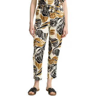 TOM TAILOR Damen 1046504 Loose Slim Fit Hose, 37999-Neutral Cut Leaves Design, 40W / 28L