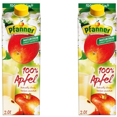 Pfanner 100% Apfelsaft – Fruchtig-frischer Geschmack ohne Zuckerzusatz – direkt gepresster, naturtrüber Apfelsaft aus 100% Apfel (1 x 2 l) (Packung mit 2)