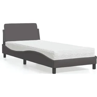 vidaXL Bett mit Matratze "Dover" Grau 90x200 cm Kunstleder - Grau