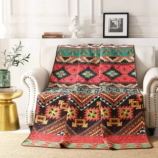 Qucover Tagesdecke Bettüberwurf aus Mikrofaser Gesteppte Indische Decke 150 x 200 cm Boho Exotik