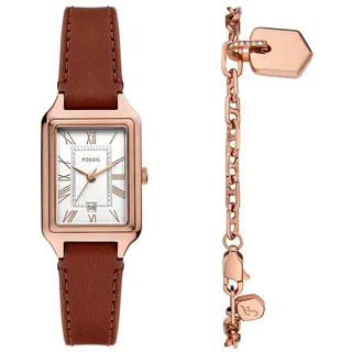 Fossil Raquel Uhr für Damen, Quarzwerk mit Edelstahl- oder Lederarmband Weinrot 8.7Lx8.7Wx7Hcm