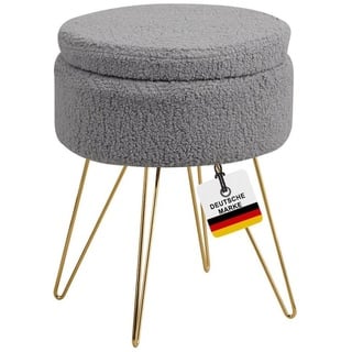 Albatros Hocker mit Stauraum Cannes Sitzhocker mit Stauraum, Modernes Design, Edler Sherpa-Bezug Sitztruhe Sitzbank mit Stauraum optimal als Fußhocker Hocker Schminktisch, Grau