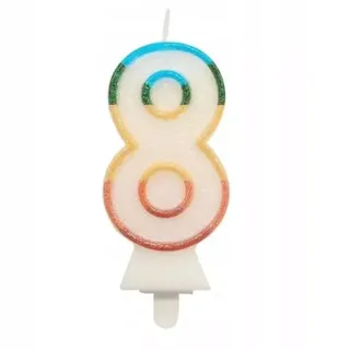 Bunte Kerze mit Zahl, 8,5 cm - 8