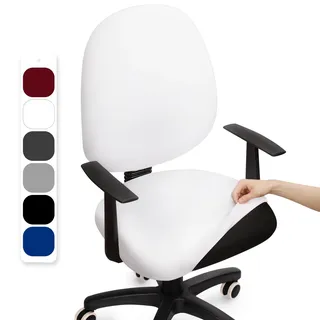 BalladHome Bürostuhl Bezug Stretch Bezug Für Bürostuhl Universal Office Computer Stuhlbezug Drehbare Office Stuhlbezüge Abnehmbare Waschbare Bürostuhl Hussen für Computer Armlehnen Stuhl (Weiß,2PC)-F