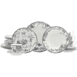 CreaTable Adelaide Kombiservice 20-tlg. grau/Nostalgischer Vintage Dekor