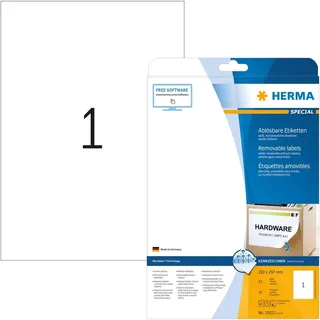 Herma Adressetiketten 10021 Weiß 210,0 x 297,0 mm 25 Blatt