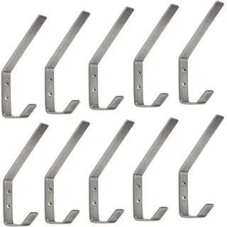 SOTECH 10 Stück Kleiderhaken ALBA moderner Mantelhaken echt Edelstahl 142 x 20 mm Huthaken Garderobenhaken