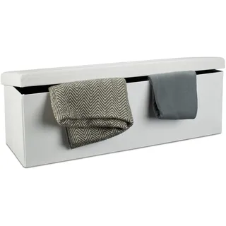 Relaxdays Sitzbank Polsterbank Weiß 38 x 114 x 38 cm