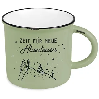 Kaffeetasse vintage| Keramik Becher zum verschenken | Bergglück | Abenteuer, Grün