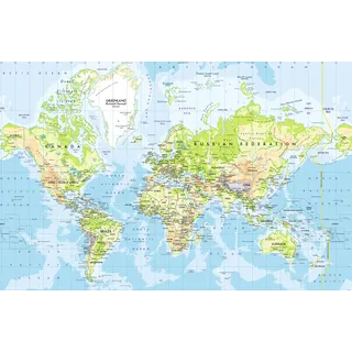 Papermoon »WELTKARTE-ABSTRAKT 3D DESIGN TAPETE XXL POSTER WANDBILD«, bunt,