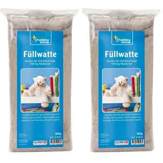 Glorex 0 2525 - Füllwatte beige, 300 g, Füllmaterial aus 100% Polyester, mit extra viel Spannkraft, staubfrei, waschbar, geruchsfrei und hygienisch (Packung mit 2)