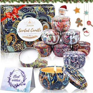 Duftkerzen Geschenke für Frauen 9 St, Duftkerzen Geschenkset Aromatherapie Kerzen Set Natürliches Sojawachs Kerze Gift zum Geburtstag Valentinstag Neujahr Muttertag für Garten Bad Yoga, 2,5 OZ/ST