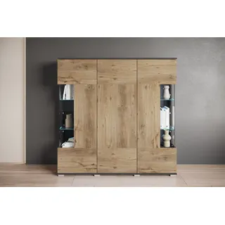 OTTO home Highboard 135 x 134 x 39,5 cm matera anthrazit / Kastanie breslau / Braun