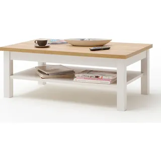 Couchtisch Wohnzimmer BRASILIA-05 Tischplatte in Grandson Oak & Gestell Pinie Aurelio Nb. - B/H/T: 114/46/70cm - Weiß