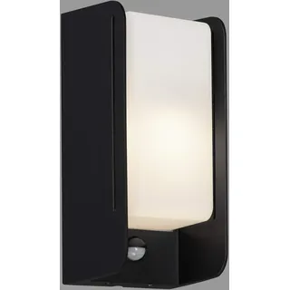 Briloner Leuchten - LED Außenleuchte, Außenlampe, Außenwandlampe inkl. Bewegungsmelder, Dämmerungssensor, IP44, 1x E27, max. 12 Watt, Weiß/Schwarz, 255x120x100mm (LxBxH), 3017-015