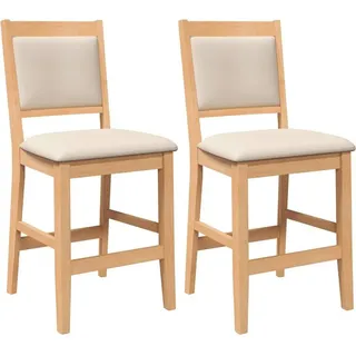 vidaXL Barhocker mit Kissen 2 Stk. Natur Massivholz Gummibaum - Braun