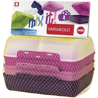 Emsa Variabolo 4-teiliges Girls-Set, 16 x 11 x 7 cm, beidseitig zu öffnen, platzsparend ineinander stapelbar, rosa