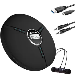 Discman Tragbarer CD Player mit Akku und Kopfhörer | Mit Anti-Skip Schutz für unterbrechungsfreien Musikgenuss unterwegs, Schwarz