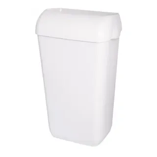JM-Metzer Abfallbehälter, Wandmülleimer mit Deckel, 25 Liter, ABS-Mülleimer zur Wandmontage geeignet, Wandhalterung im Lieferumfang enthalten, Farbe: weiß