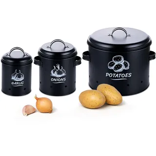Relaxdays Zwiebeltopf schwarz 3er Set