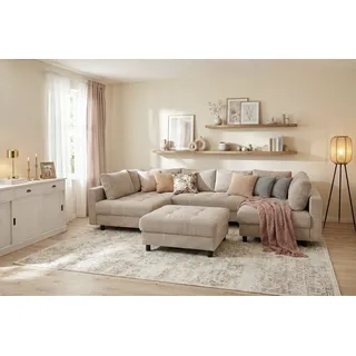 Collection AB Wohnlandschaft Polyester U-Form 3-Sitzer taupe