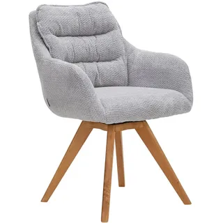 Linea Natura Armlehnstuhl , Eichefarben, Hellgrau , Holz, Textil , Eiche , vollmassiv , konisch, eckig , 59x86x69.5 cm , Stoffauswahl, Typenauswahl, Gestellauswahl, Sitzfläche 180° drehbar, automatische Rückholfunktion , Esszimmer, Stühle, Polsterstühle