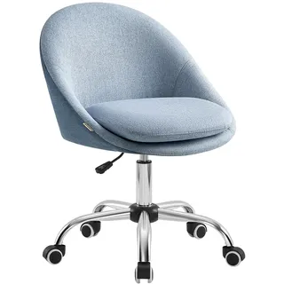 SONGMICS Homeoffice Stuhl, Schminkstuhl aus Baumwoll-Leinen-Mischgewebe, Schreibtischstuhl, Schaumstoffpolsterung, höhenverstellbar, für Arbeitszimmer, Schlafzimmer, blassblau OBG020Q01