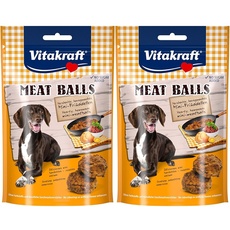 Vitakraft Meat Balls, Mini-Frikadellen, Hundesnack, ideal als Belohnung, ohne Zuckerzusatz (1x 80g) (Packung mit 2)