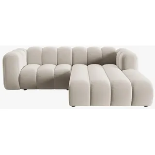 Micadoni Ecksofa modular rechts Lupine aus Samt beige 3 Sitzplätze , Textil , L-Form , 230x177 cm , Hergestellt in Europa , Wohnzimmer, Sofas & Couches, Wohnlandschaften, Ecksofas