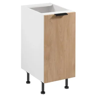 Unterschrank SALERNO mit einer Tür – Breite 40 cm, weiß/Eiche - Braun
