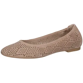 CAPRICE Damen Ballerinas aus Leder mit Lochmuster, Beige (Bark Suede), 38