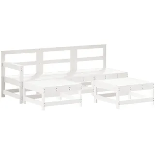 vidaXL 5-tlg. Garten-Lounge-Set Weiß Massivholz Kiefer - Weiß