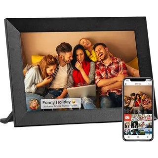 HIYAA Digitaler Bilderrahmen WLAN, 10.1 Zoll Elektronischer Digitaler Bilderrahmen, Eingebauter 32GB Speicher, 1280x800 IPS LCD Touchscreen, Einfache Teilen von Fotos und Videos über Frameo App