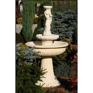Springbrunnen Froschbrunnen Brunnen Steinbrunnen Gartenbrunnen Fontaine 164cm - Weiß