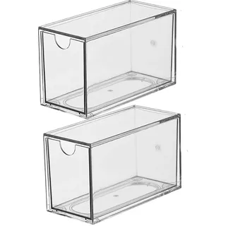 2 Stück Schreibtisch Organizer Büro,Teebeutel Organizer Aufbewahrung mit Schubladen,Durchsichtig Acryl Stapelbar schubladenbox für Teebeuteln, Schreibtischutensilien,Kaffeekapseln, Zucker, Kosmetik
