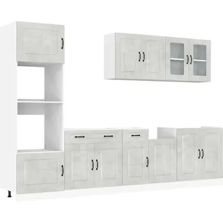 vidaXL 7-tlg. Küchenschrank-Set Kalmar Betongrau Holzwerkstoff - Grau