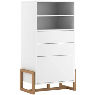 MID.YOU Highboard Weiß, Buchefarben - 63.4x115.7x42 cm