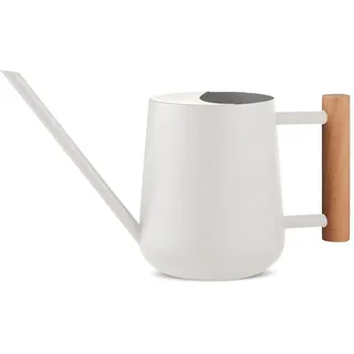 Niboow 1L Gießkanne Zimmerpflanzen, (1000 ml) 35 Oz Metall Edelstahl Klein Giesskanne mit Langem Auslauf und komfortablem Holzgriff für Innen und Außenbereich Pflanze Bonsai Garten Blume - Weiß